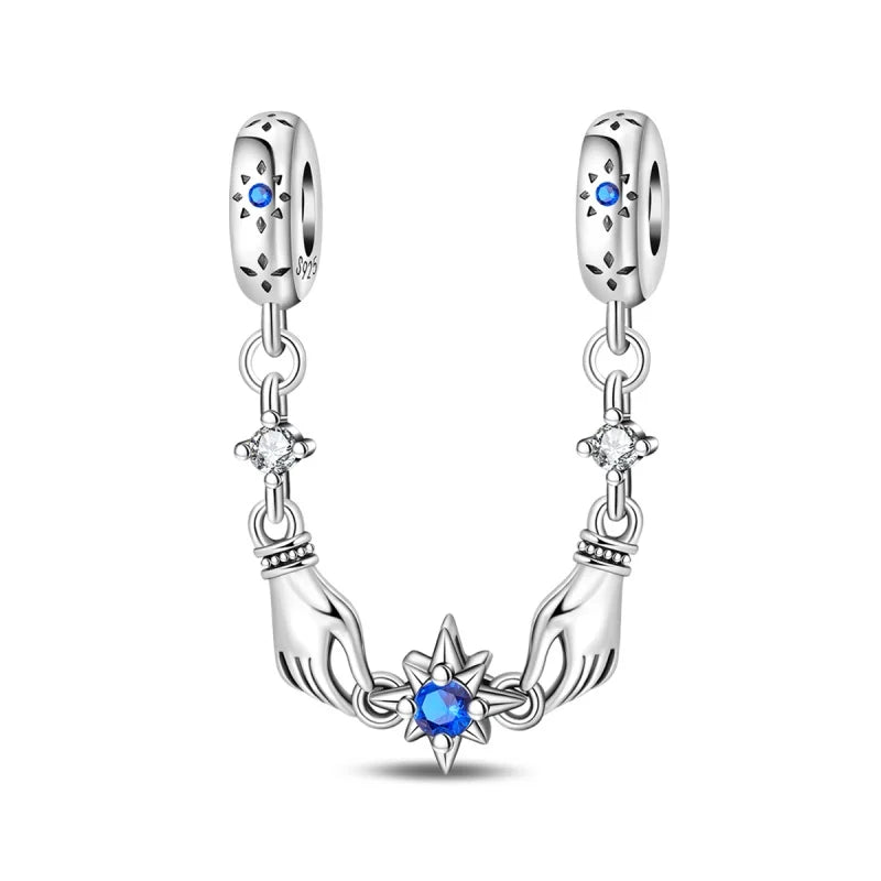 925 Sterling Silver Clover Daisy Star Moon Pavé Safety Chain Bow Necklace and Bracelet Set Luxury Fine Jewelry for Women