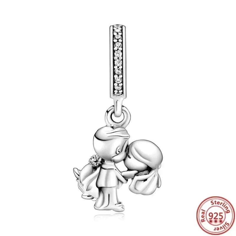 925 Sterling Silver Heart Family Tree Snowflake Animal Charms Beads for DIY Bracelet Women Jewelry Gift