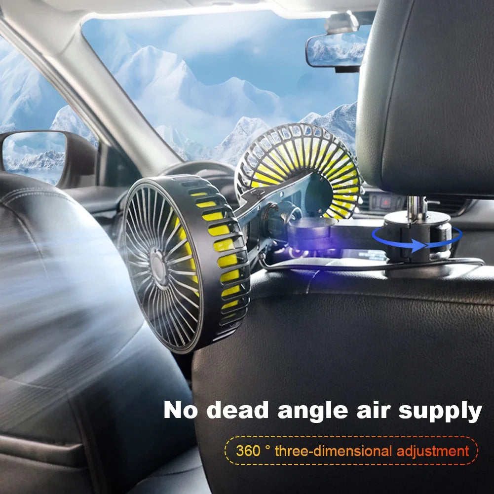 Car Seat Back Fan USB Automotive Fan 360 Degree Cooler