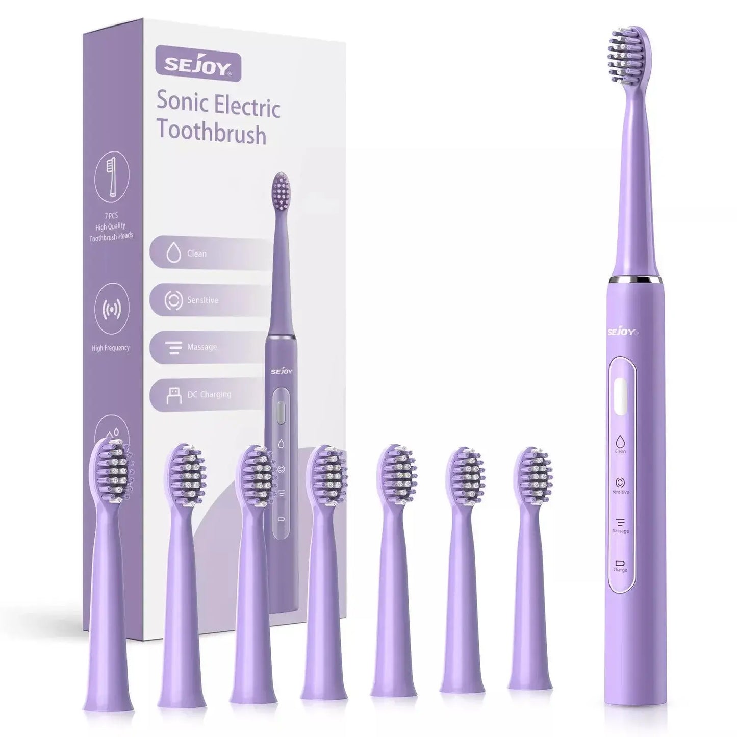 SEJOY Oral Cleaning Sonic Electric Toothbrush with 3 Modes Purple