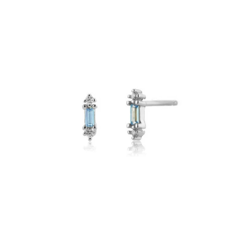 Elegant Water Lake Blue Zircon Hoop Earrings for Women Minimalist Circle Dangle Jewelry Accessories