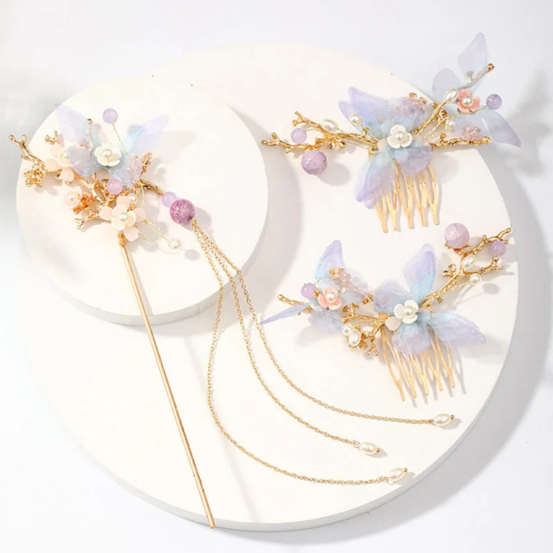 Vintage Chinese Hanfu Hair Accessories Set for Bridal Elegance