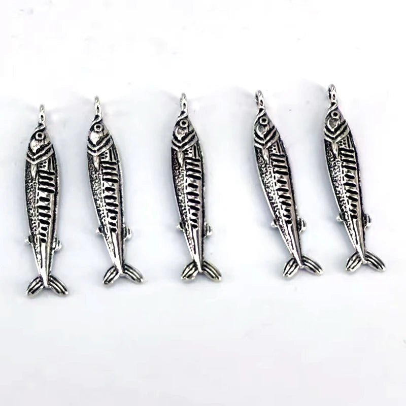 Trendy 3D Sardine Fish Charms Set - DIY Zinc Alloy Animal Charms