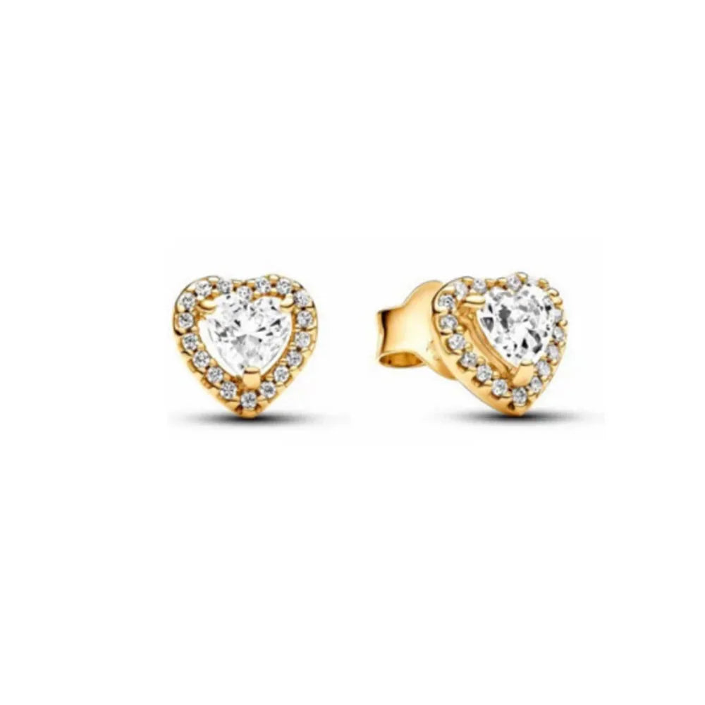 New 925 Silver Heart-Shaped Earrings with Purple Pink and Green Zircon for Exquisite Jewelry Gifts for Women