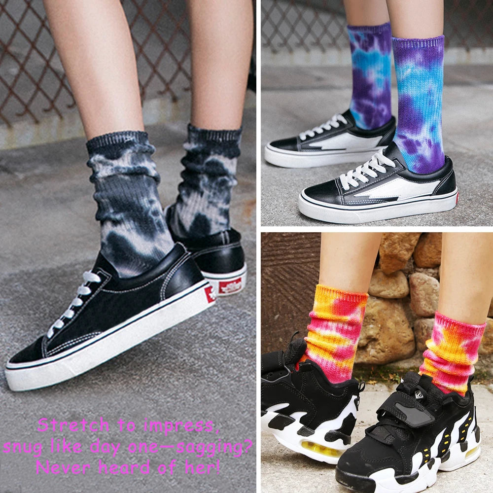 Unisex Antibacterial Tie Dye Cotton Blend Cycling Socks
