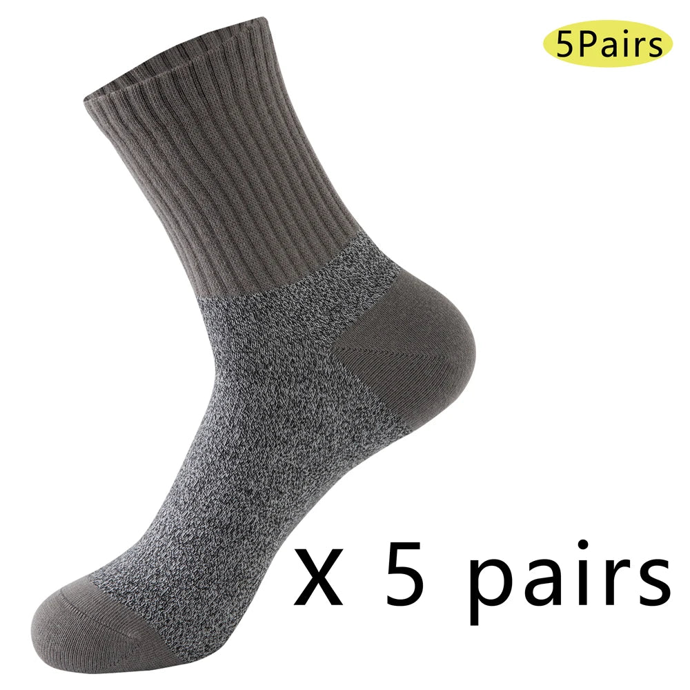 5 Pairs Vintage Thermal Cotton Socks Men With Arch Support