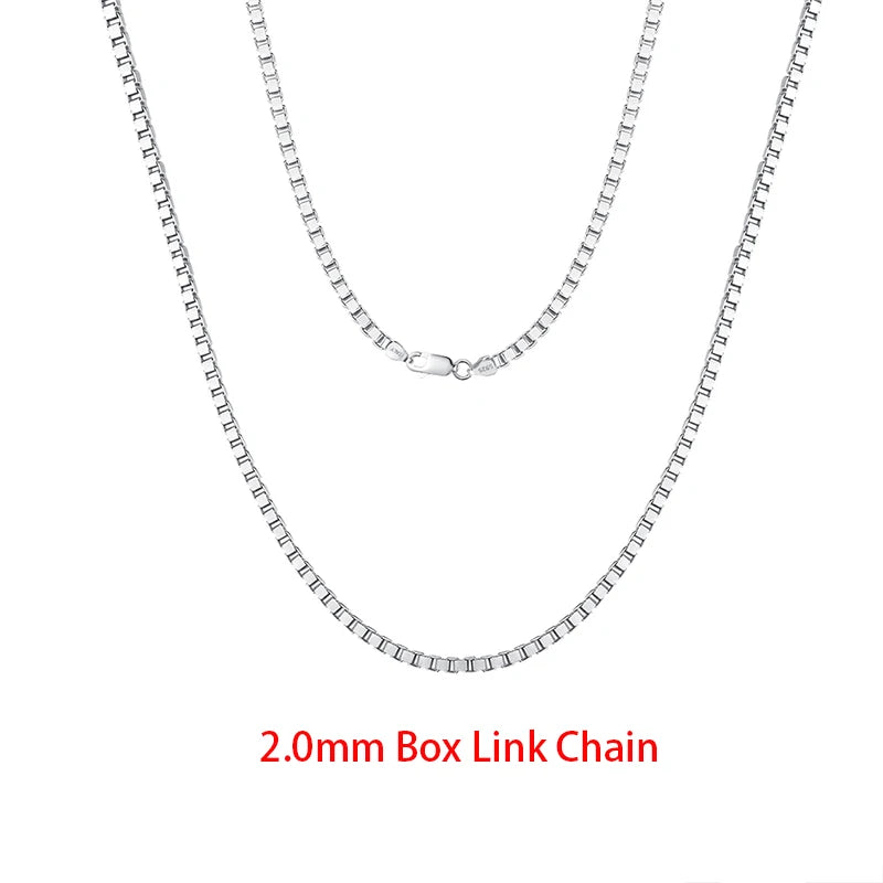 Rinntin 925 Sterling Silver Flat Mariner Chain Necklace Stylish Versatile Unisex Jewelry 2.0mm-Box Chain