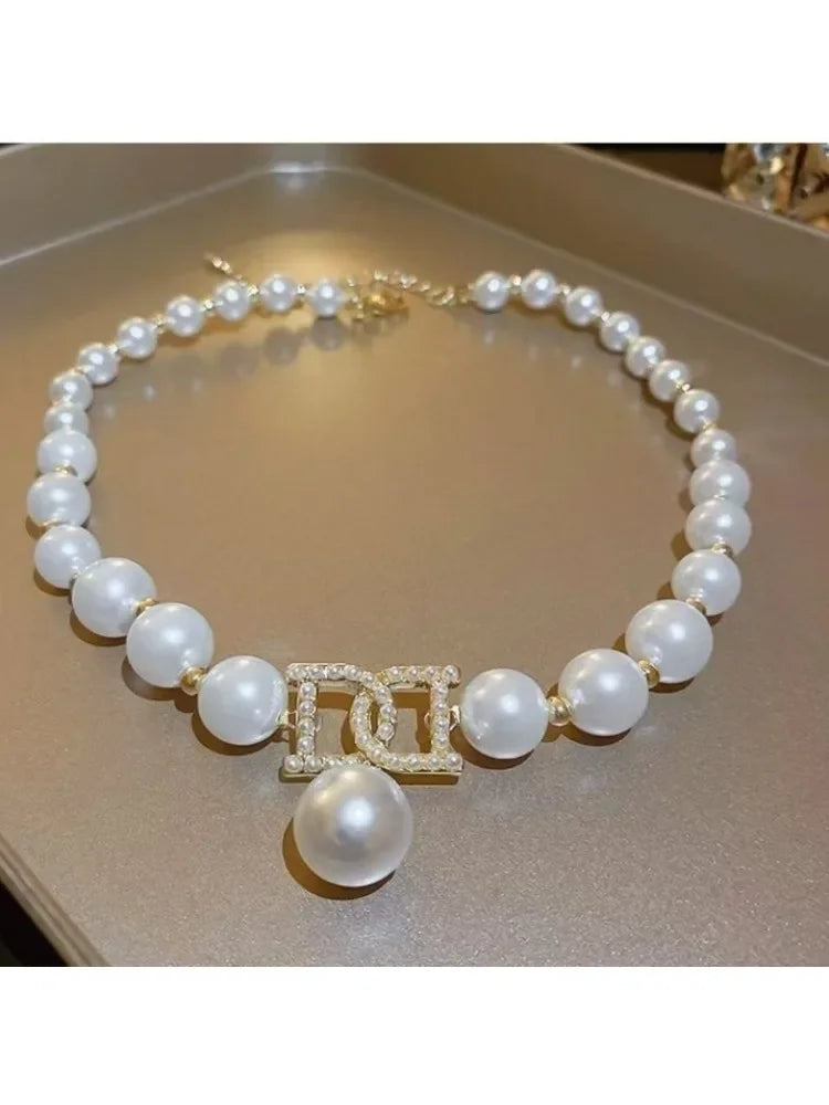 Elegant Pearl Bead Choker Necklace for Brides and Weddings