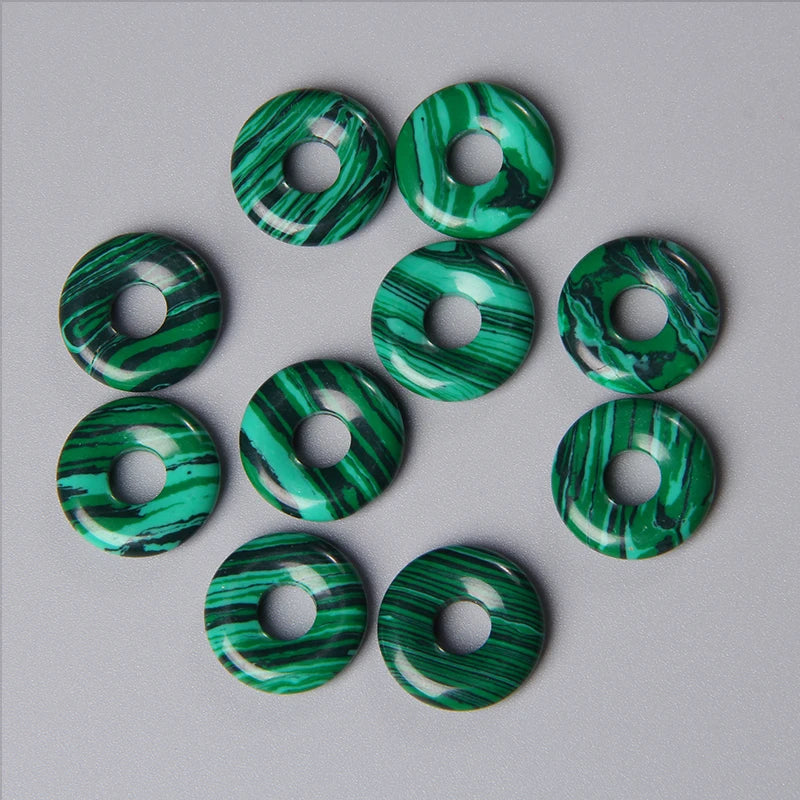 Elegant Labradorite Jade Agate Donut Beads Set for Jewelry Crafting 18mm 5pcs
