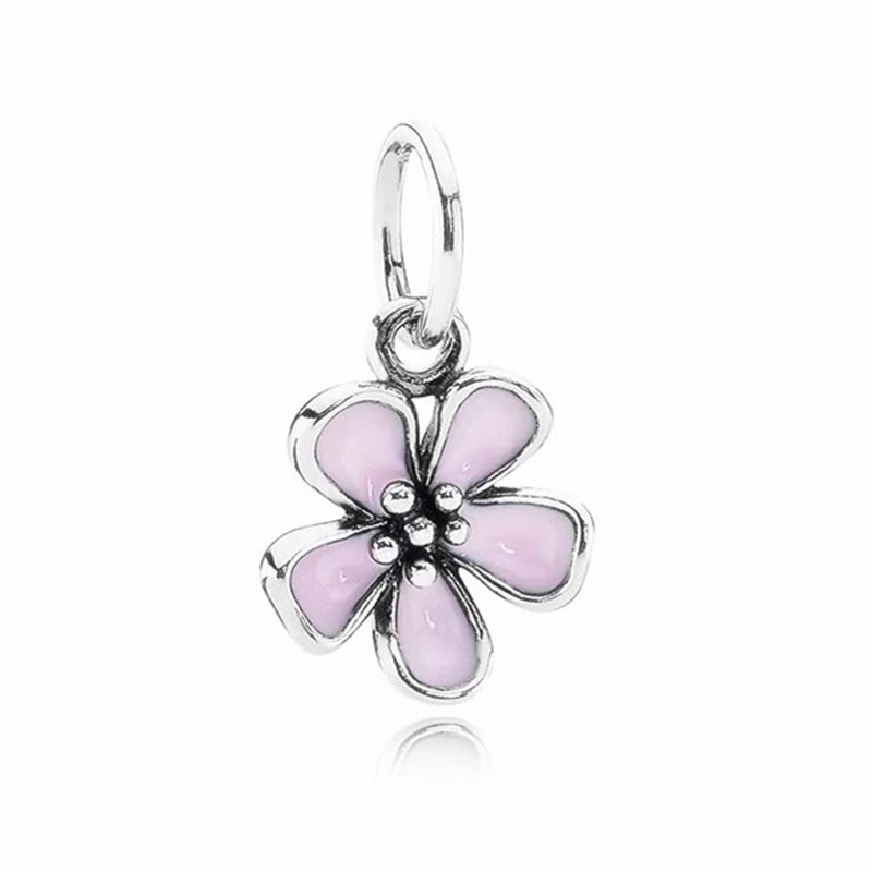 Pink Hot Air Balloon Daisy Murano Glass Charm for European Silver Bracelet SS0546