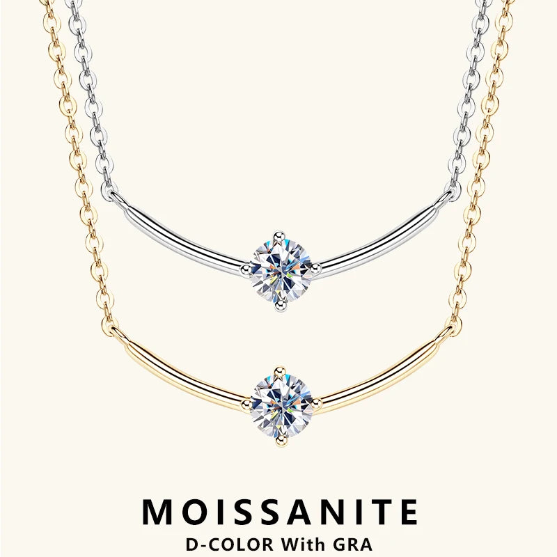 Lnngy Minimalist 925 Sterling Silver Moissanite Choker Necklace for Women