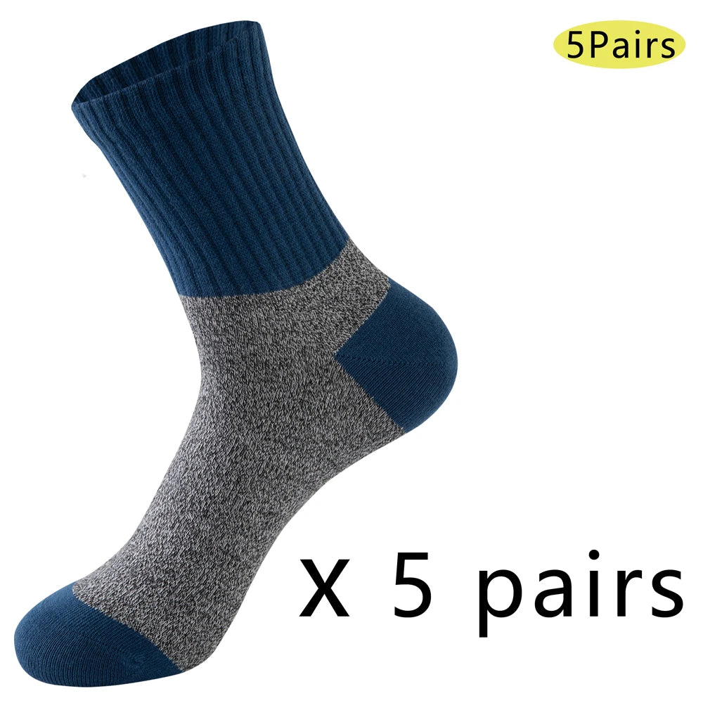 5 Pairs Vintage Thermal Cotton Socks Men With Arch Support