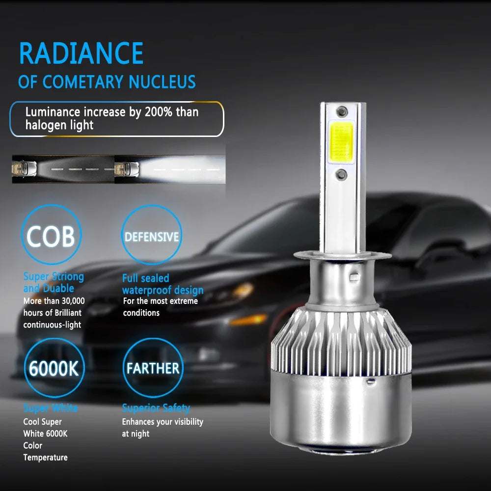 Universal Ultra-Bright LED Headlight Bulbs 6500K 120W 12000LM - H11 H4 9005 9006 Compatibility
