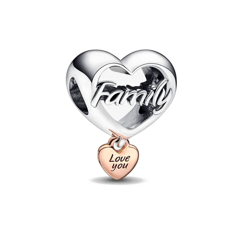 European 925 Silver Mother Daughter Charms Family Tree Jewelry Bead for Bracelets and Necklaces