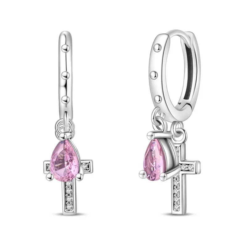 925 Sterling Silver Tulip Hoop Earrings with Dragonfly Firefly Bow Shell Conch and Turtle Designs Fine Jewelry Gifts for Women