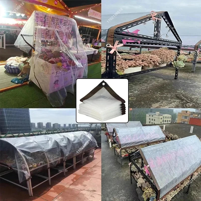 Transparent Lightweight Waterproof Tarpaulin Cover Rainproof Shading Cloth for Outdoor Garden Shelter