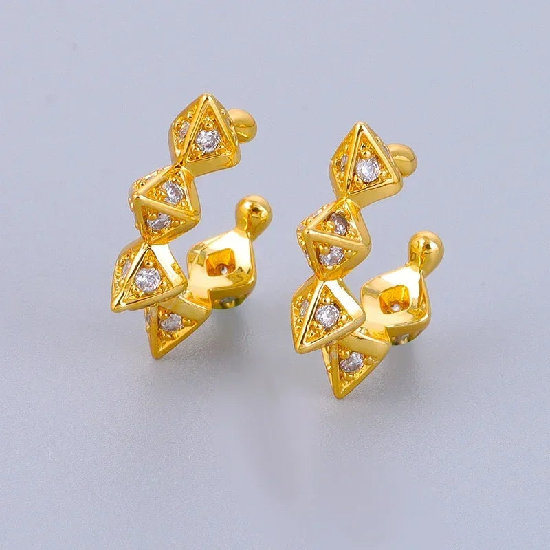 Crmya Gold-Color Cubic Zirconia Hoop Earrings Set for Women Fashion Jewelry 2023