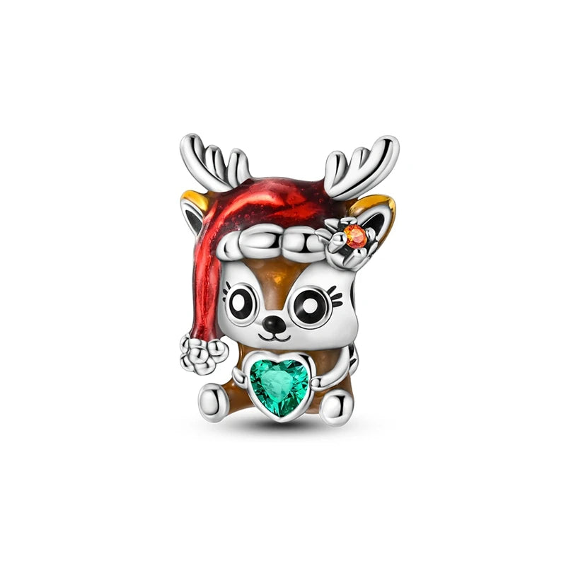 Sterling Silver Snowman Charm Beads for Bracelets Jewelry Gift KTC1358
