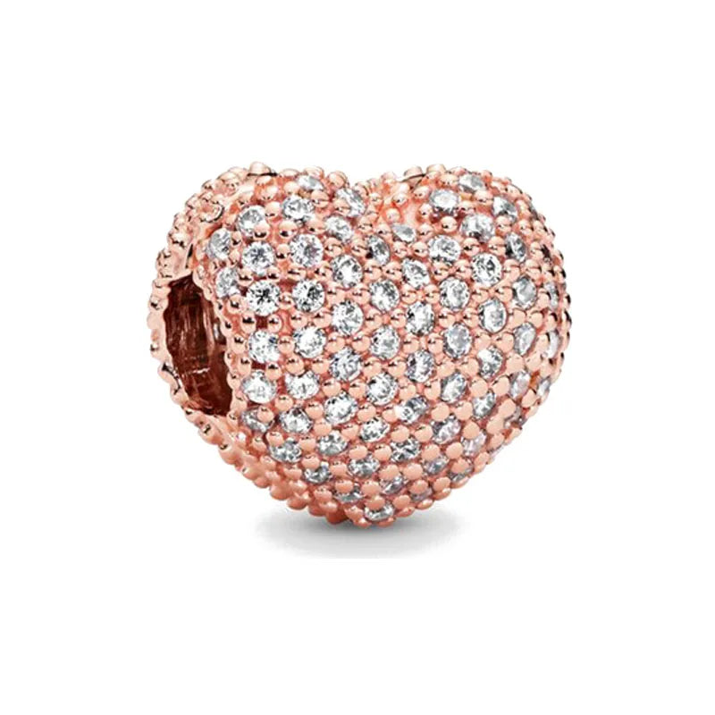 Exquisite 925 Silver Heart-Shaped Dog Paw Beads and Castle Pendant for European Original Bracelet DIY Accessories