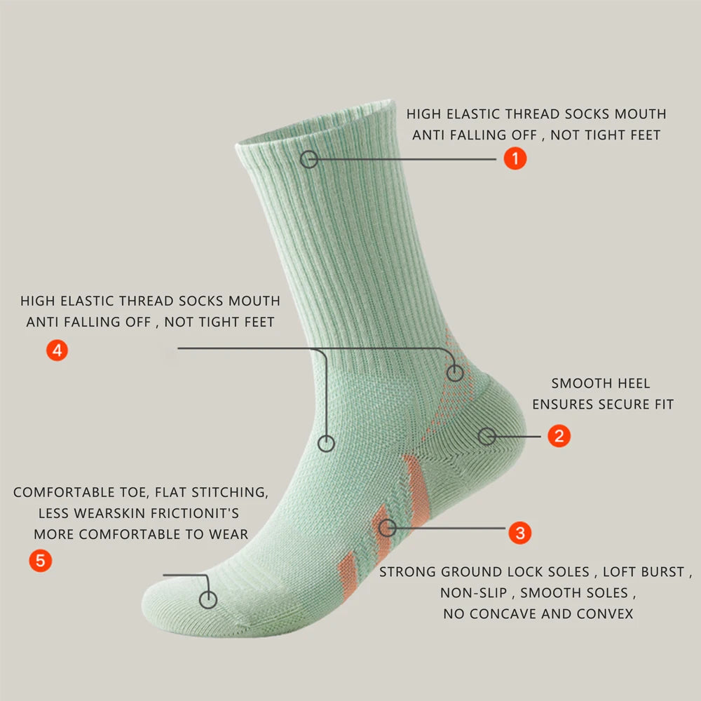 Women Mid Calf Arch Support Cushioned Sports Socks For Tennis
