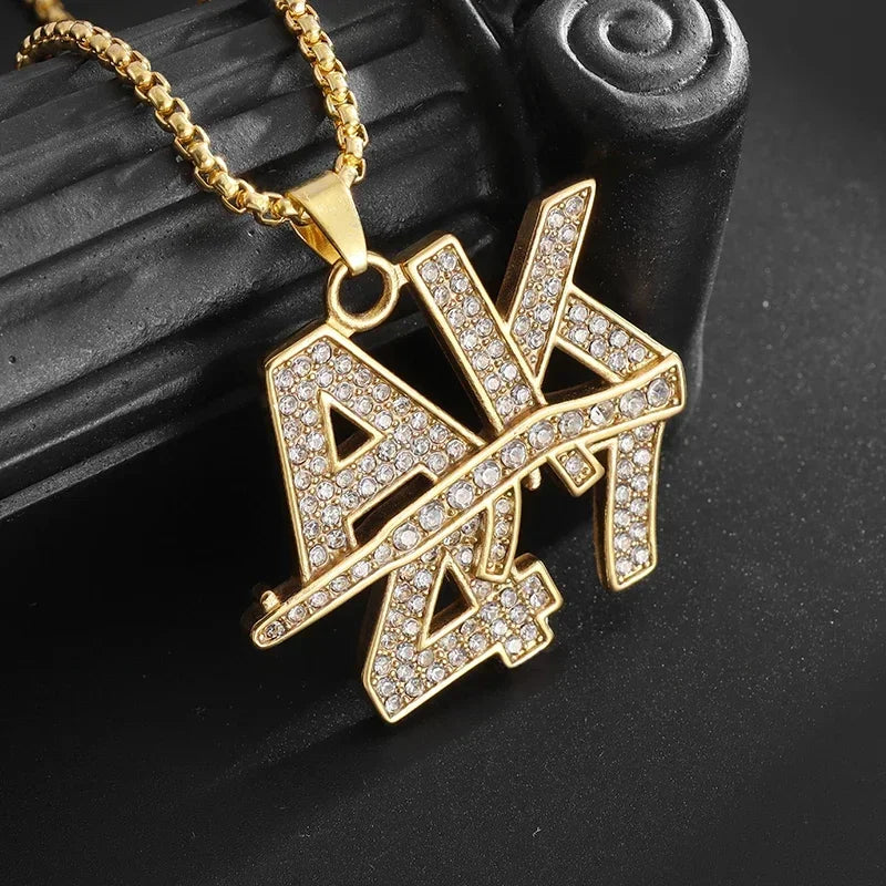 Cubic Zirconia Hip Hop XO Pendant Necklace for Men and Women