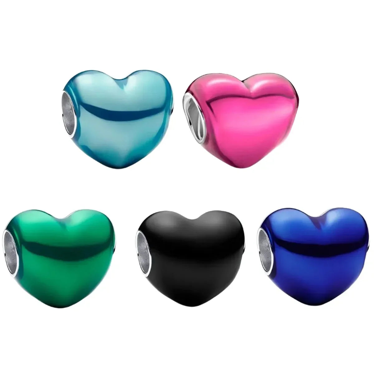 925 Sterling Silver Multicolor Heart Rose Charm Pendant for DIY Bracelets and Necklaces Romantic Couple Gift