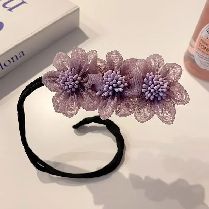 Elegant Pearl Flower Bun Maker Korean Lazy Hair Curlers for Effortless Styling