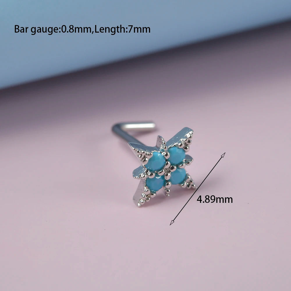 Turquoise Marquise Gem Sunflower Nose Bone Stud 20g Stainless Steel Piercing Jewelry