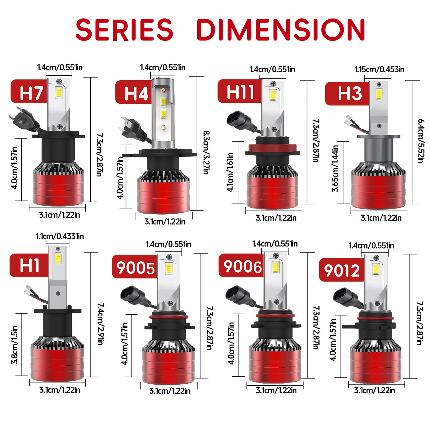 High Power 160W 24000LM 6000K LED Headlight Bulbs 12V