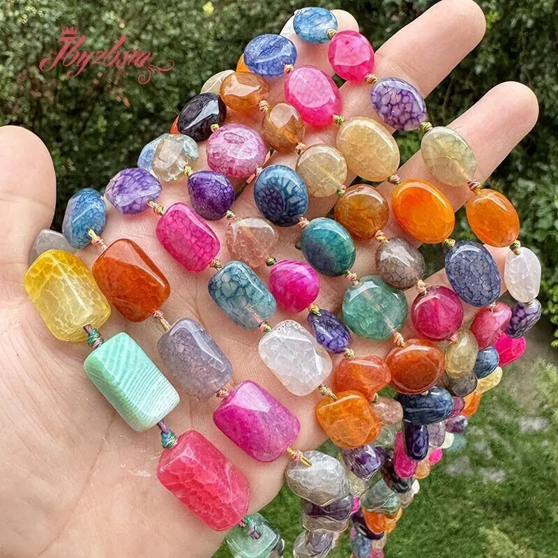 Natural Multicolor Cracked Agate Faceted Stone Beads for DIY Necklaces and Bracelets 15 Inches