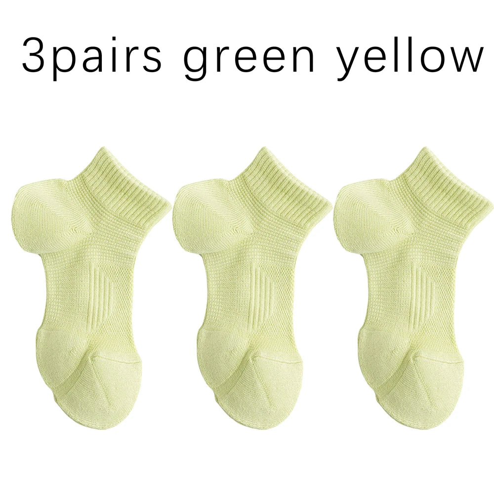 3 Pairs Dopamine Color Womens Breathable Running Socks