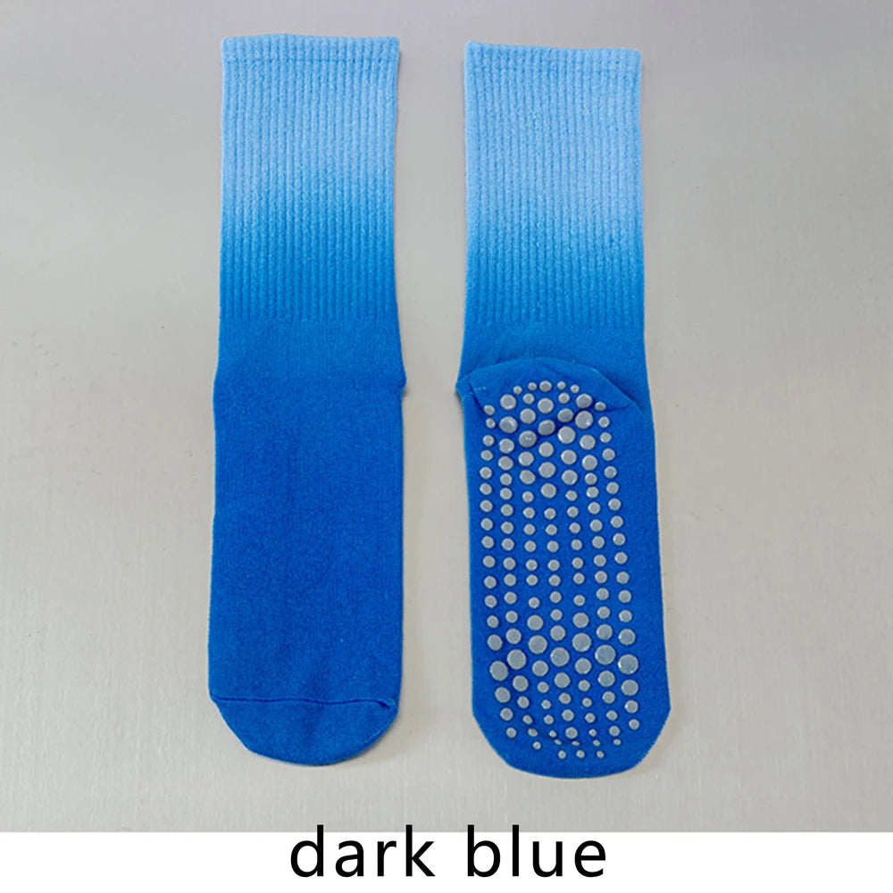 Colorful Women Cotton Mid Tube Non Slip Yoga Pilates Socks