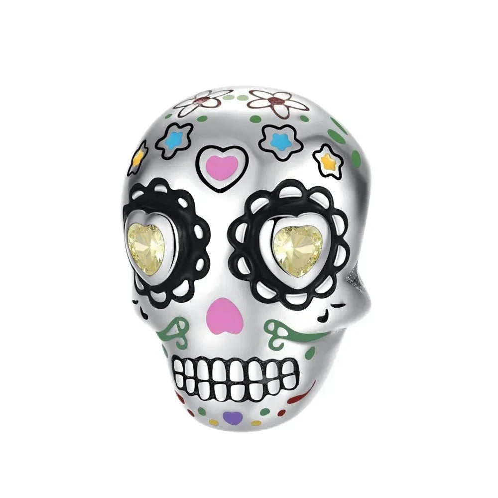 925 Sterling Silver Halloween Charms Set Pumpkin Skull Witch Ghost Beads for Bracelet Necklace Jewelry