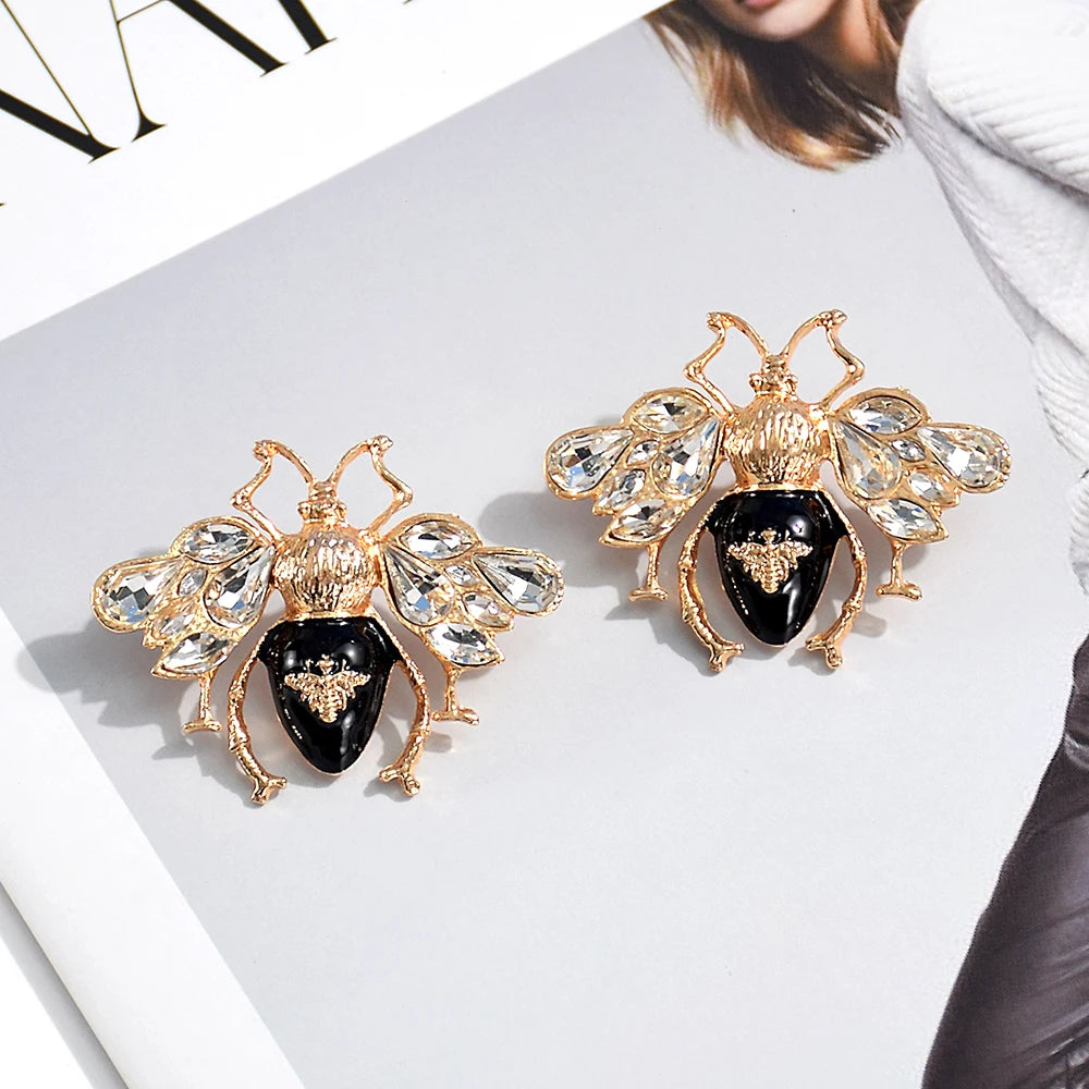 Trendy Crystal Animal Drop Earrings for Women - High-Quality Fashion Jewelry with Rhinestone Accents