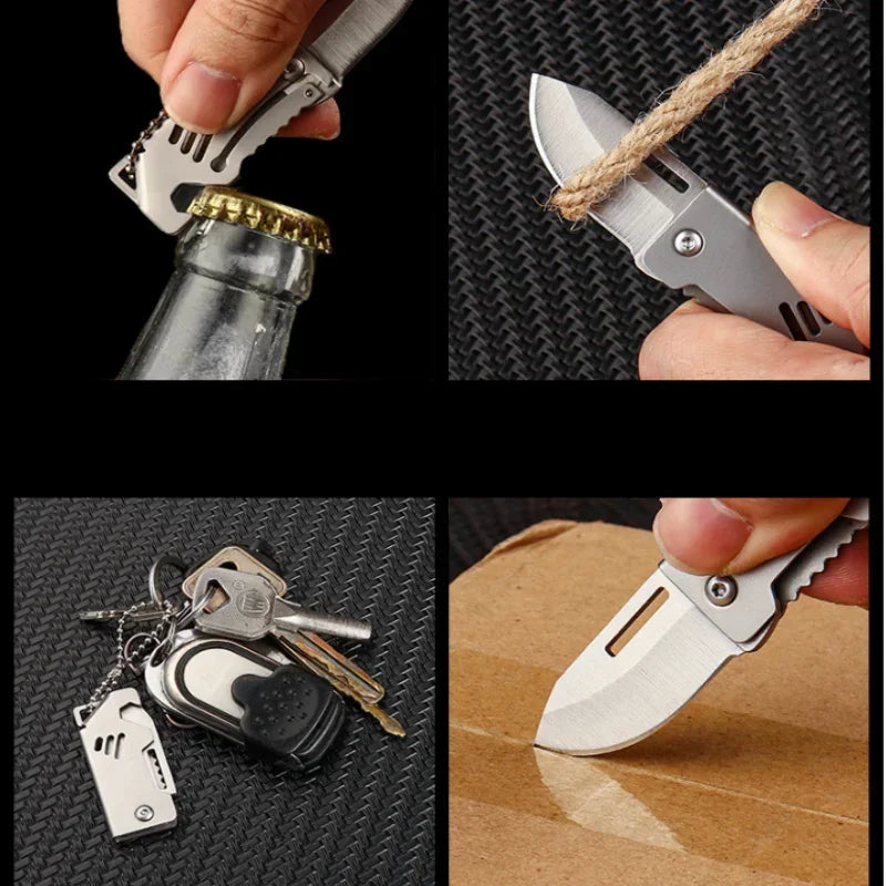 Mini Outdoor Folding Steel Knife - Portable & Sharp Cutting Tool for Camping & Survival WHITE