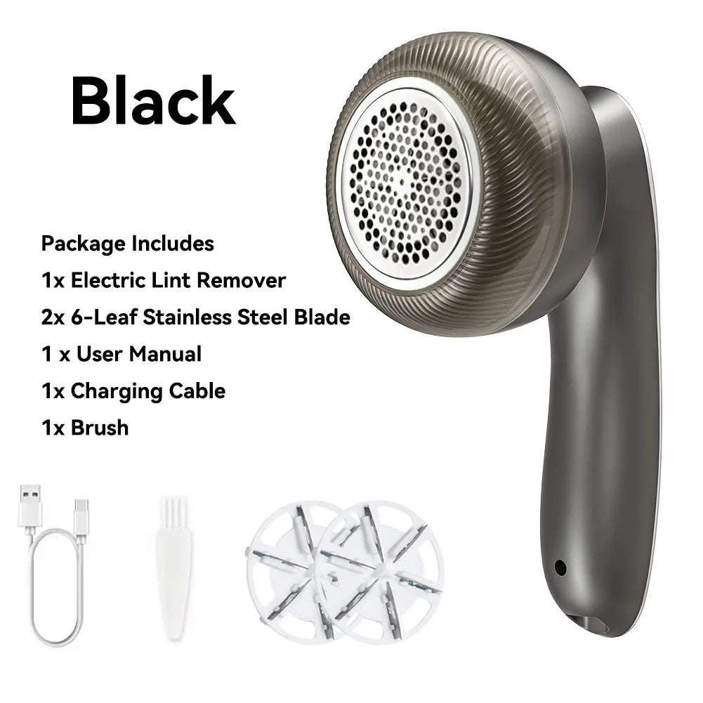 Electric Digital Display Lint Remover Portable Fabric Shaver for Quick and Easy Cleaning Black