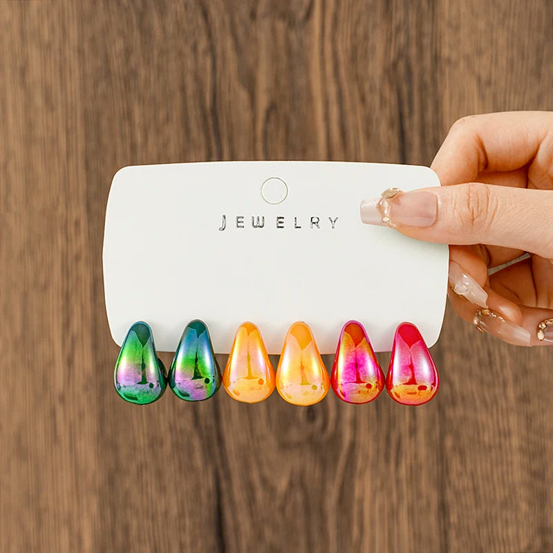 10 Piece Irregular Shaped Lightweight Women's Earring Set C Shaped and Teardrop Perfect for Daily Wear and Parties