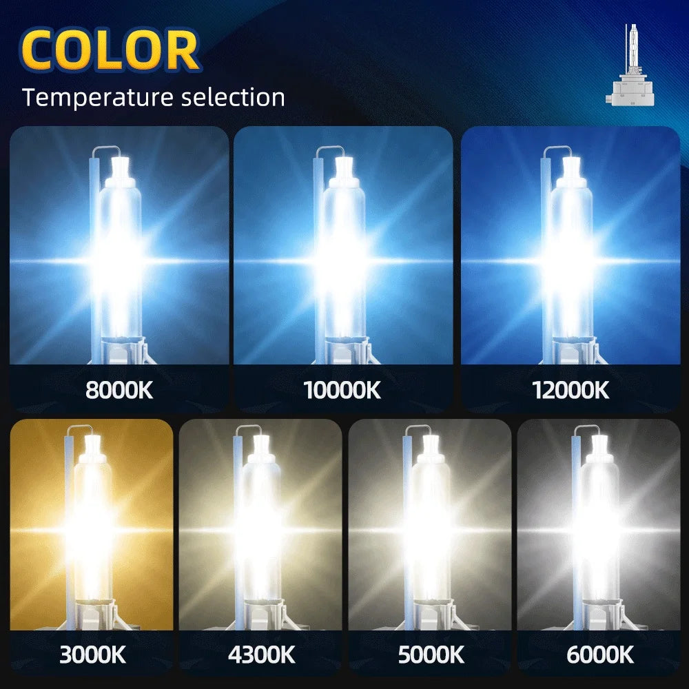 High-Performance D2S HID Xenon Car Headlight Bulbs 35W 4300K-12000K Adjustable Brightness