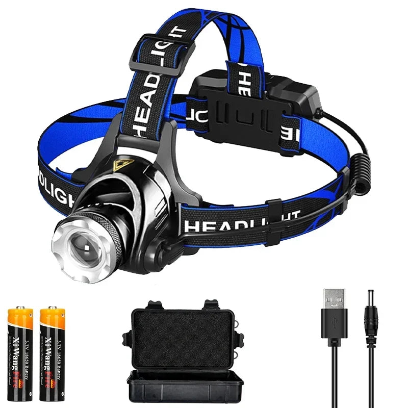 Super Bright LED Induction Headlamp USB Rechargeable Waterproof Torch Type1 package A