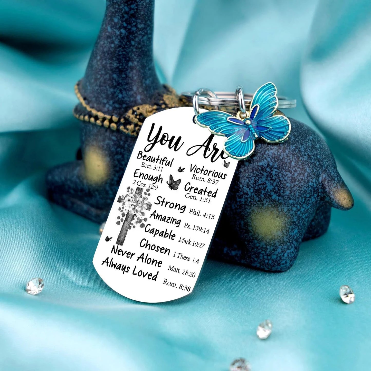 Personalized Christian Keychain Gift for Women and Teens - Inspirational Bible Verse for Mom and Best Friend