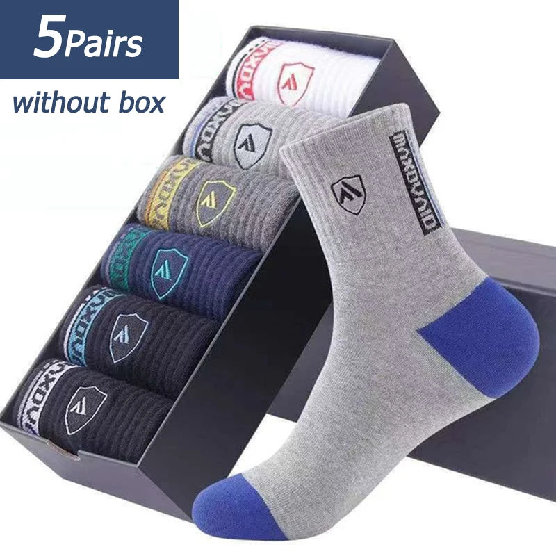 5 Pairs Men’s Summer Sports Socks Breathable Sweat Absorbent Thin Basketball Crew Socks EU 38-47