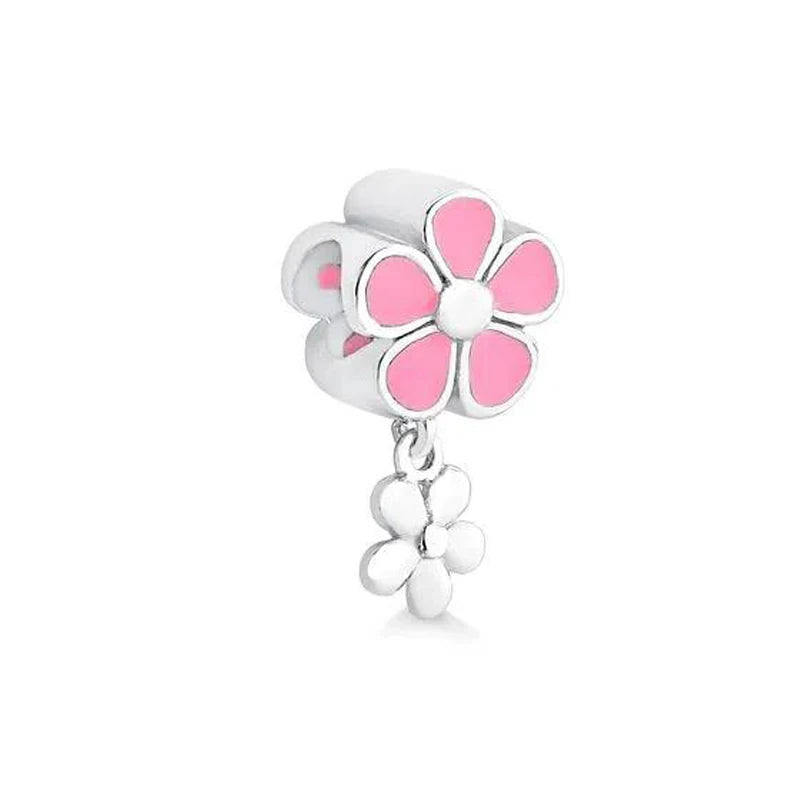 925 Sterling Silver Charm Beads for Women Bracelet - Four-Leaf Clover and Sunflower Design A1331diao