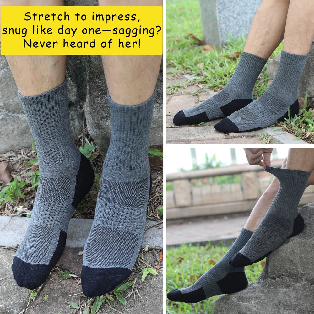 6 Pairs Unisex Hiking Socks Mid Crew Anti Slip Cushioning