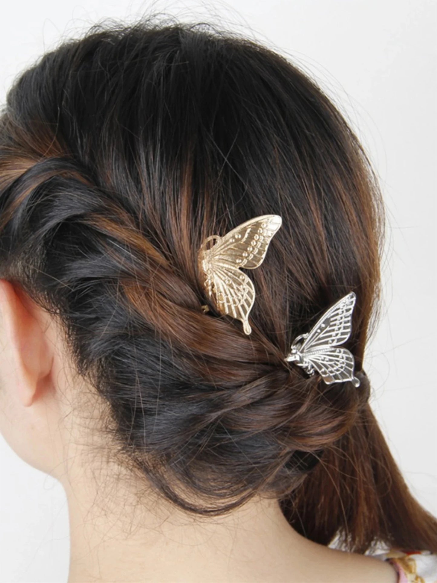 Luxury Bridal Butterfly Headdress - Stunning Silver & Gold Flower Hair Comb for Brides