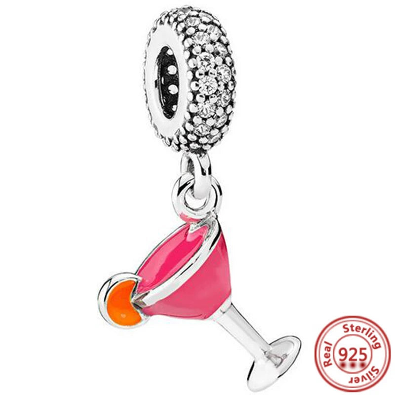 925 Silver Fruit Ice Cream Coffee Cup Beads For Bracelet