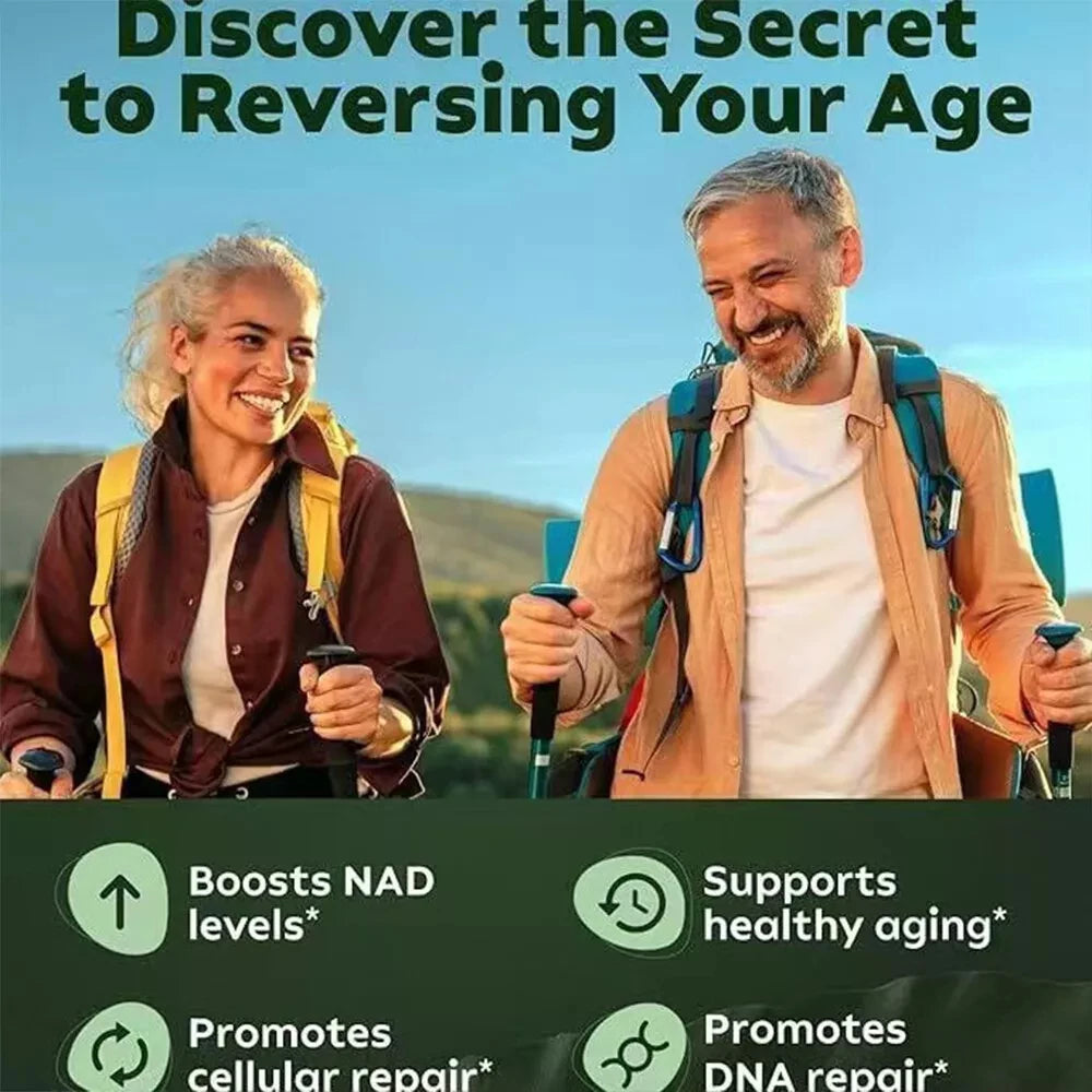 NAD Plus Anti-Aging Supplements for Enhanced Energy Focus and Cellular Health with Nicotinamide Riboside and Resveratrol