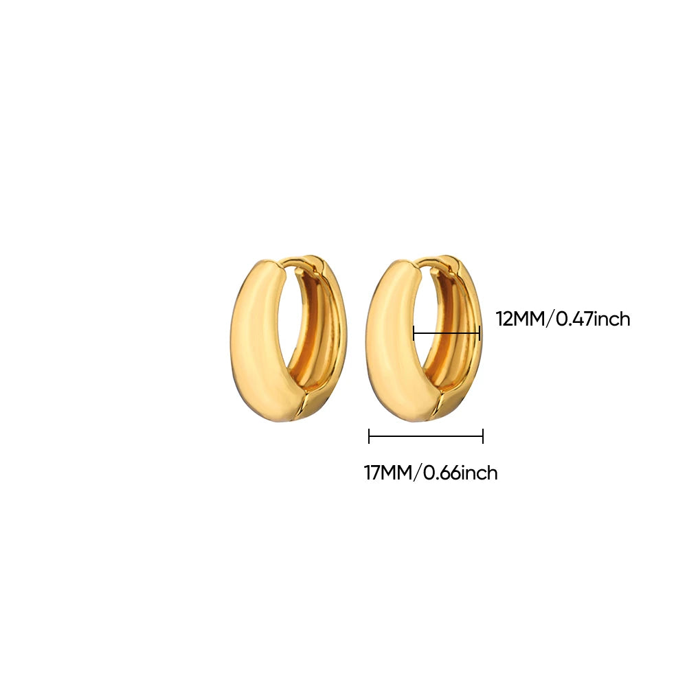 Classic Gold Chunky Hoop Earrings for Women Minimalist Stainless Steel Jewelry 2025 Trend