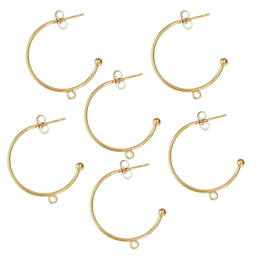 Stainless Steel C-Shaped Ear Hooks DIY Earring Posts Jewelry Making Supplies Set