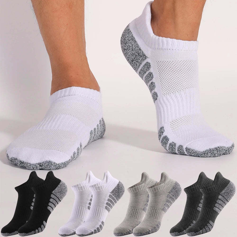 Cotton Thickened Low Cut Running Socks Breathable Mesh