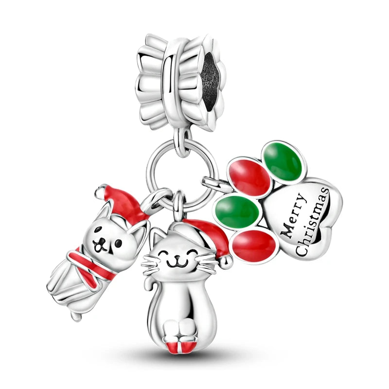 Sterling Silver Snowman Charm Beads for Bracelets Jewelry Gift KTC915